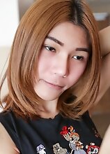 Skinny asian tgirl in glasses gets her first on screen fuck